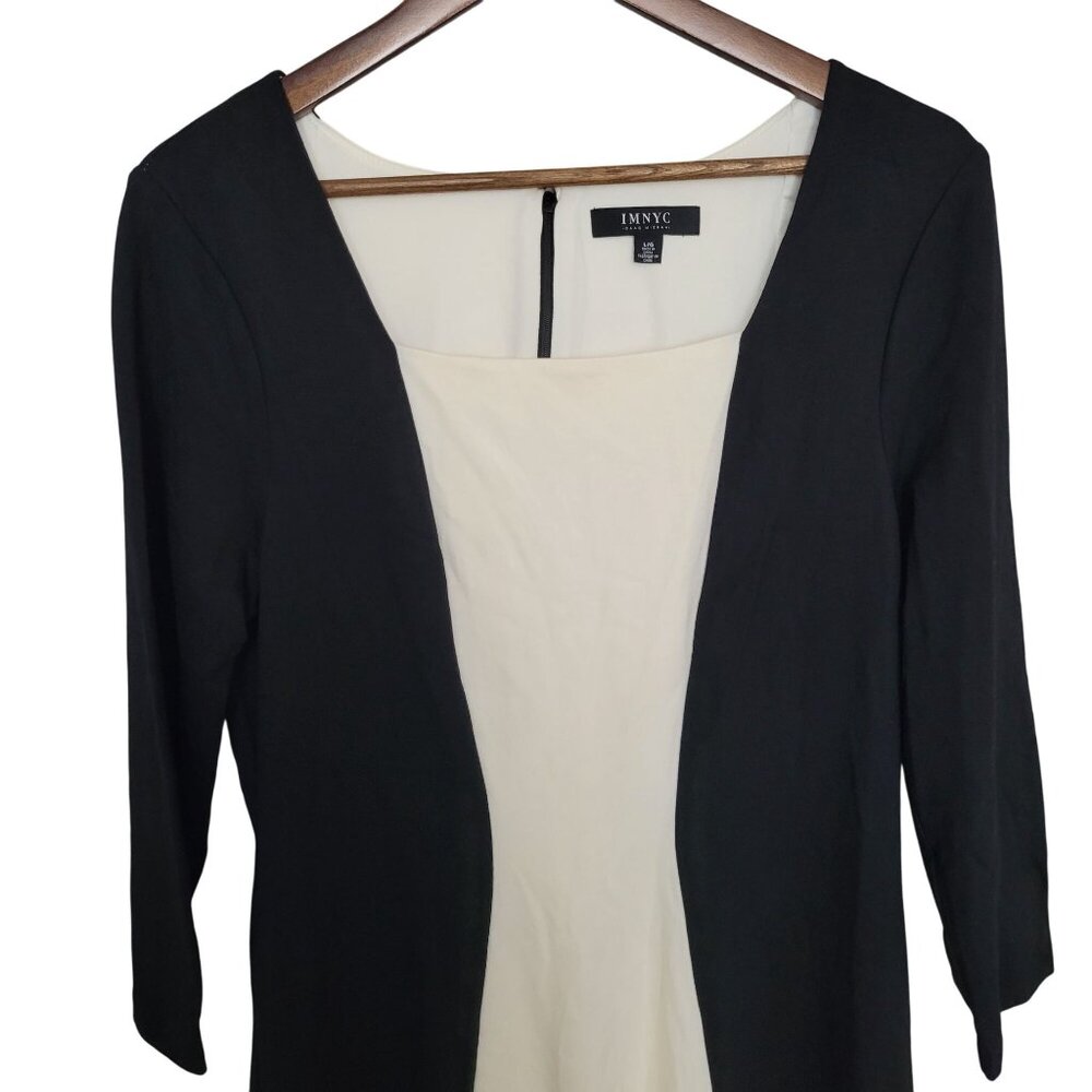 IMNYC Isaac Mizrahi Colorblock Dress Womens Size L Black & White 3/4 Sleeve NWT - Picture 4 of 8
